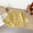 thumbnail image 2 of Besolor Baby Girls Cardigans Kids Casual V Neck Button Front Hollow out Long Sleeve Jacket Tops Fall Clothes, 2 of 7