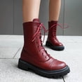 thumbnail image 1 of zhenglin Bottines à Lacets pour Femmes à Talon Bas Bout Rond - Bottillons Décontractés Style Britannique Audacieux pour l'Automne et l'Hiver, Design Tendance Chic Polyvalent avec Esthétique Douce et Cool, 1 of 7