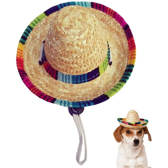 PinesC Dog & Cat Straw Sombrero Hat, Mini Mexican Hats, One Size Fits All, Lightweight, Multi-Use Pet Apparel