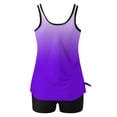 thumbnail image 5 of FAVIPT Tummy Control Athletic Swimwear for Women Two Piece Printed Modest Tank Top with Shorts Bathing Suits Purple,M, 5 of 5
