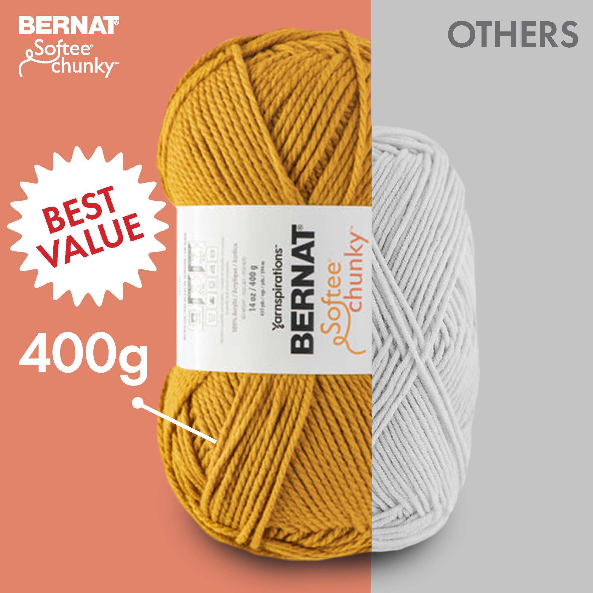 "Bernat® Fil Softee® Chunky™, Acrylique #6 Super Volumineux, 14oz/400g, 431 Yards"