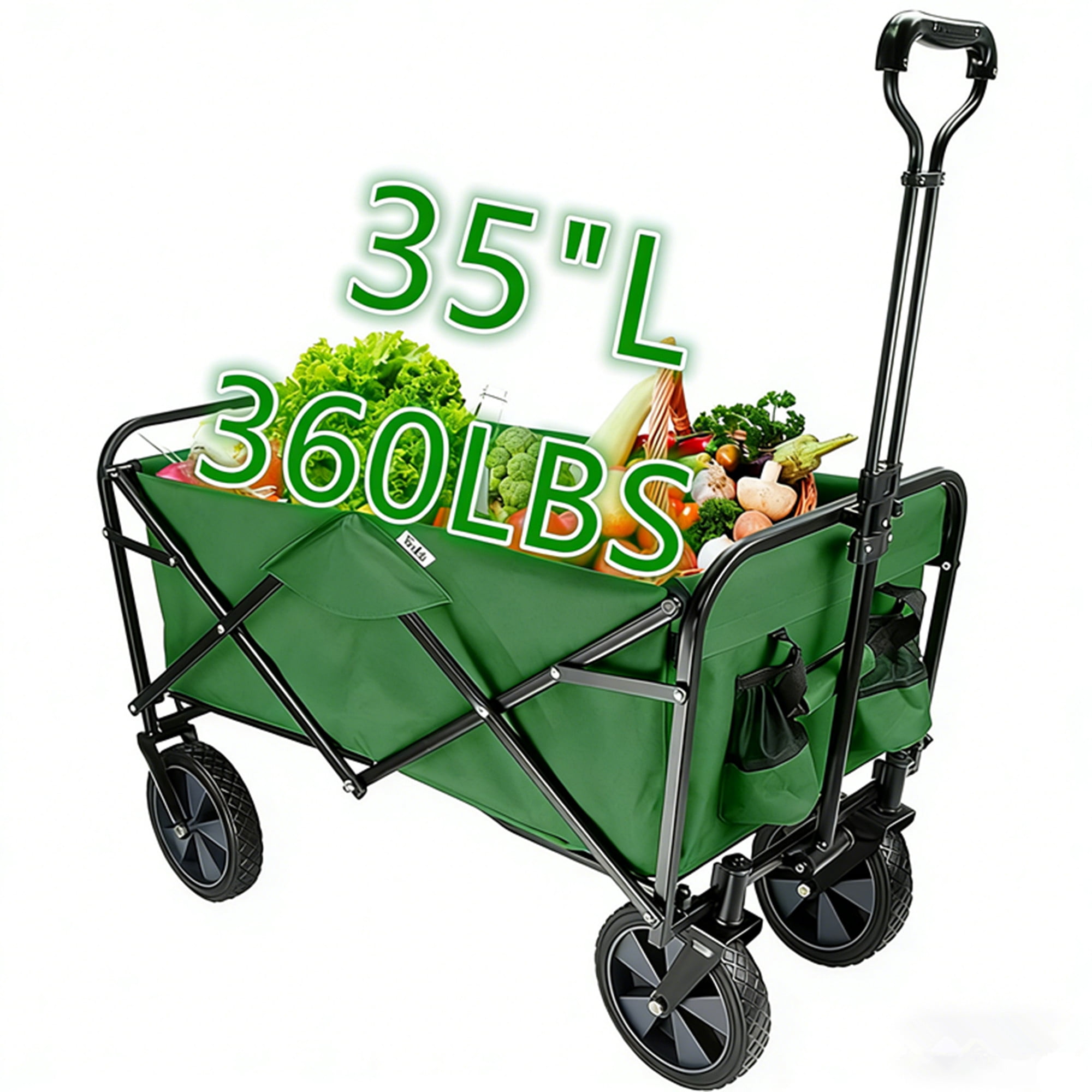 Chariot De Plage Pliable Avec Toit, Protection Pluie Et Moustiquaire – Capacité 80 Kg, Pour 2 Enfants, Chien Ou Courses