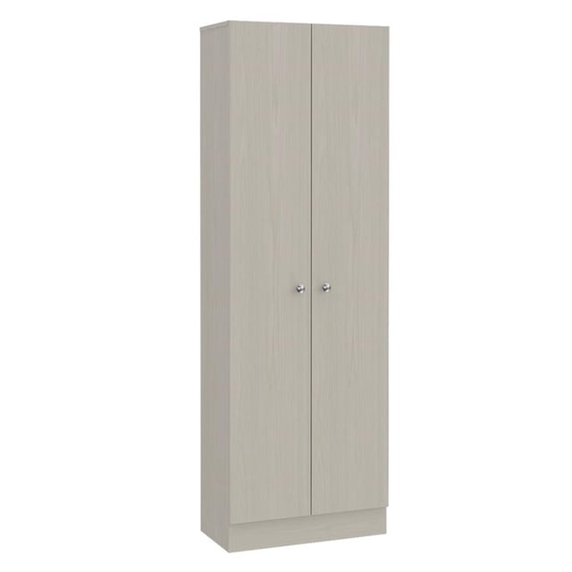 Pemberly Row Garde-Manger Moderne en Bois d'Ingénierie Blanc Cassé à Multiples Rangements 70 Pouces à Deux Portes