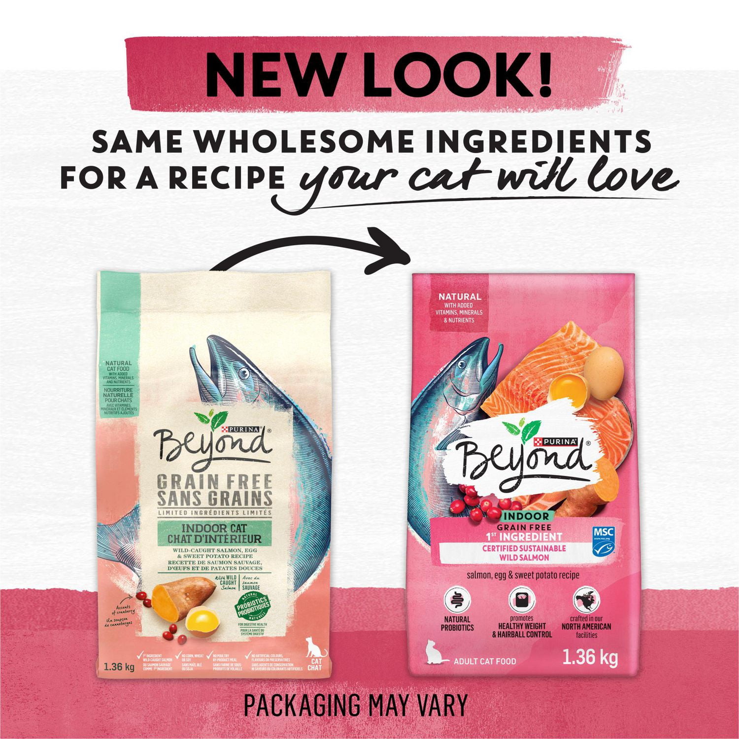 Beyond Grain Free Indoor Cat Wild-Caught Salmon, Egg & Sweet Potato Recipe, Dry Food 1.36kg