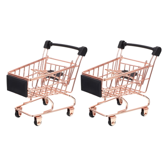 Shisuyan Mini Shopping Cart Toys Rose Gold 2Set 4.7x4.1in