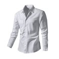 thumbnail image 1 of RXIRUCGD Chemise Décontractée pour Homme à Manches Longues avec Boutons, Poche et Col Rabattable, Blanc, Taille : L, 1 of 4