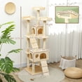 thumbnail image 3 of PawHut Arbre à Chat de 68 Pouces, Grande Tour à Chat à Plusieurs Niveaux avec Condo, Beige, 3 of 10