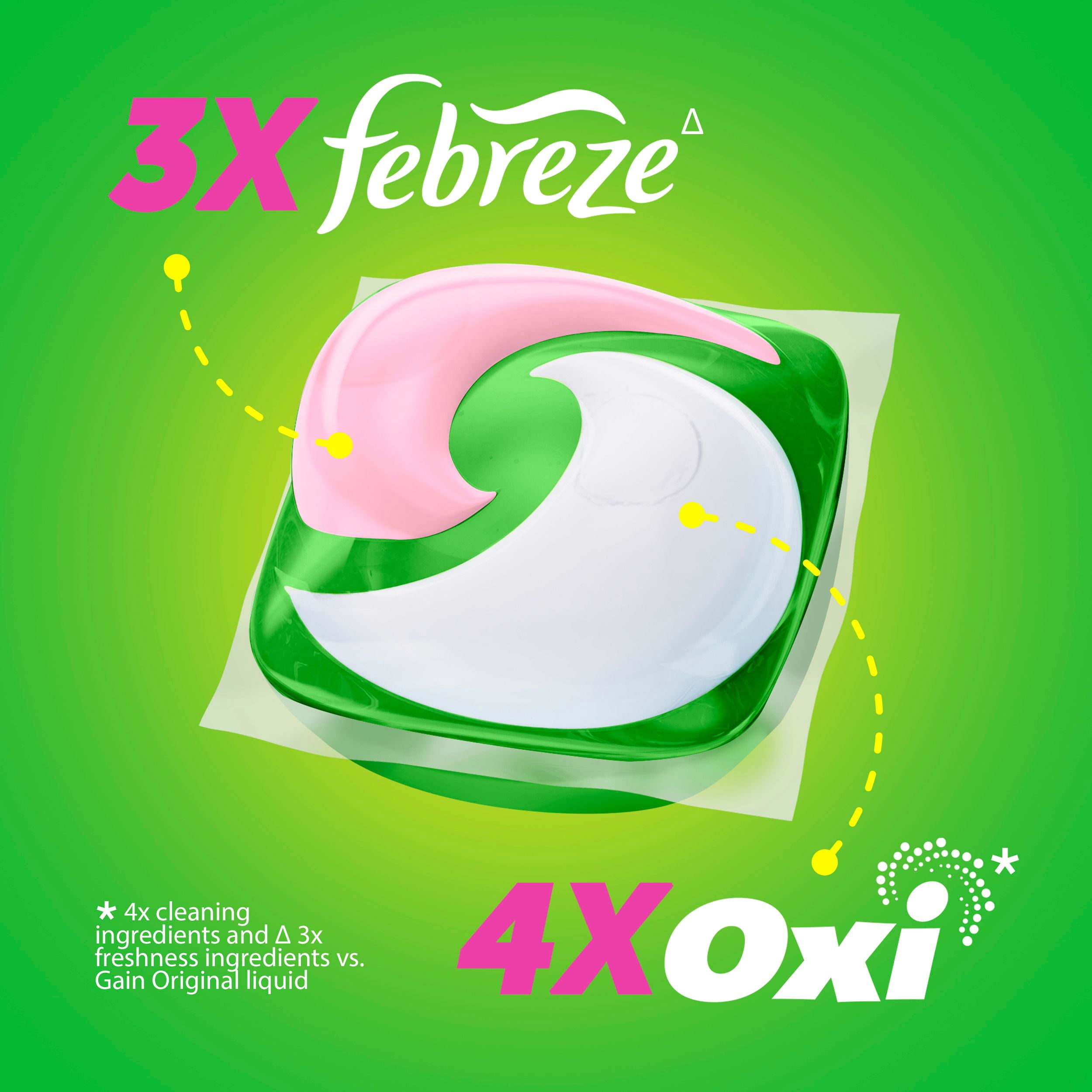 Capsules de détergent à lessive Gain Super Flings, 9 unités, Vibrant, irrésistiblement propre et frais
