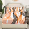 thumbnail image 3 of Erosebridal Orange Abstract Full Sheet Sets, Chic Minimalism Bedding Full Size, Geometric Stripe Decor 4pcs, 3 of 7