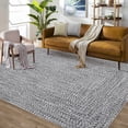 thumbnail image 3 of Garvee 9'x12' Large Area Rugs Braided Print Rug, Machine Washable Indoor Rug Non-Slip Low Pile Farmhouse Solid Carpet for Bedroom, Living Room, Dining Room Office, Gray, 3 of 10
