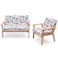 thumbnail image 4 of Patiojoy Ensemble de Canapé 2 Pcs et Fauteuil Simple en Tissu Blanc+bleu, 4 of 5