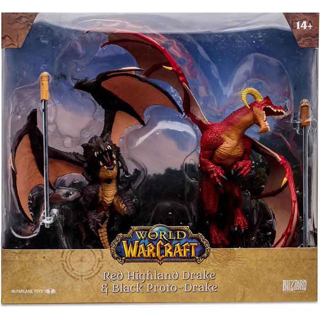 World Of Warcraft 7 Inch Static Figure 2-Pack - Red Highland Drake & Black Proto Drake
