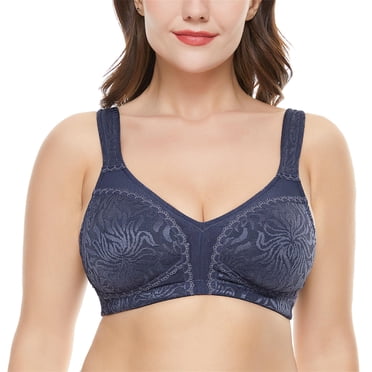Wingslove Women's Full Coverage Plus Size Bra Non Padded Wireless Minimizer Bra, Gray Blue 44H