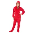 thumbnail image 2 of Pyjama à Capuchon à Pieds Rouge en Peluche, Siège Tombant, Pyjama à Pieds avec Rabat Arrière, 2 of 2