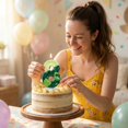 thumbnail image 4 of Fashion Creative Green Cartoon Number Candle, 3D Shaped Birthday Party Wax Candle, Decorative Age Digit Taper for Cake Celebration, 4 of 5