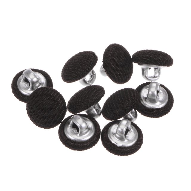Unique Bargains 10pcs 16L Fabric Cloth Covered Button 10mm Round Metal Shank Sewing Buttons for Suits Dress Blouses, Brown