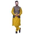 thumbnail image 1 of Atasi Solid Kurta Churidar With Printed Jecket Set For Mens Summer Party Wear, 1 of 1