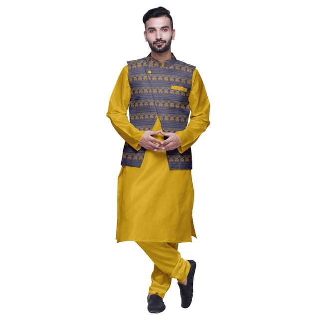 Atasi Solid Kurta Churidar With Printed Jecket Set For Mens Summer Party Wear