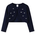 thumbnail image 1 of LYHaoo Girls' Spring And Autumn Hand Embroidered Heart Pattern Knitted Cardigan Shawl Baby Summer Lightweight Air Conditioner Shirt Suitable For 1 14 Years Old Warm Jacket Blue Sizes 11-12 Years, 1 of 5