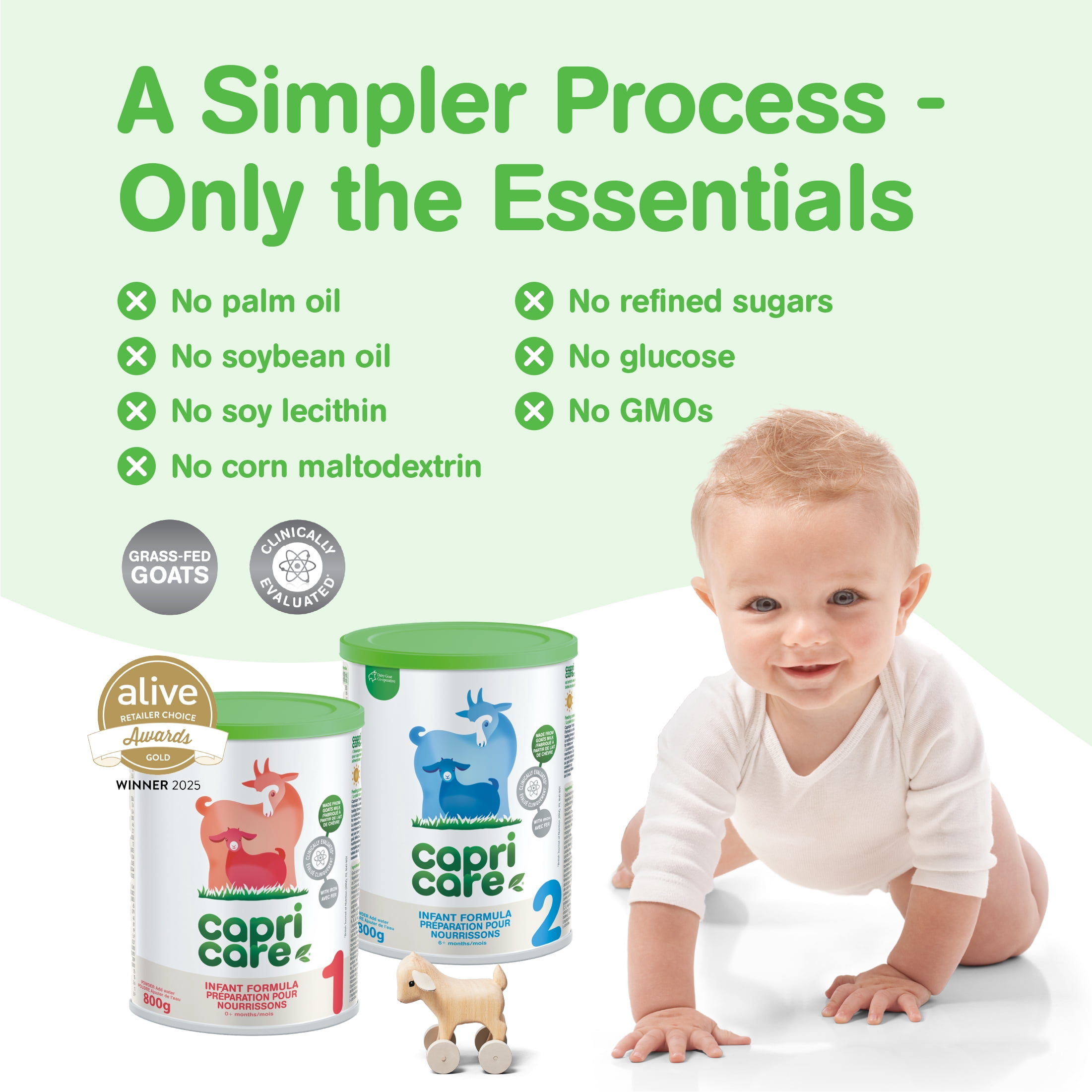 Capricare préparation au lait de chèvre entier pour bébés stade 1 (0–6 mois) – 800 g en poudre