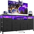 thumbnail image 2 of TV Stand with 10 Fabric Drawers for 65 70 75 Inches TV, 63" W Entertainment Center TV Console Table with LED Lights & Power Outlets & Open Storage Shelves, 2 of 9