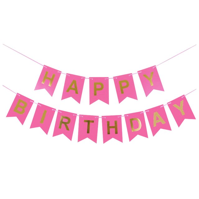 tredstone Happy Birthday Bunting Colorful Party Banner Reusable Birthday Decoration Long Party Flag, Rose Red