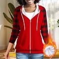 thumbnail image 2 of Chbgutlmr Sweatshirt for Women Raglan Long Sleeve Casual Plaid Jackets Drawstring Zip up Hoodies Pockets, 2 of 8