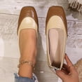 thumbnail image 2 of Brown Flats For Ladies Square Toe Low Cut Slip-On Color Block Breathable Soft Sole Lightweight Casual Daily Footwear For All Seasons Size 36, 2 of 8