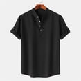 thumbnail image 2 of Shirts for men Casual Solid Stand Collar Short Sleeve Button Closure Shirt Hawaii Blouse, 2 of 8