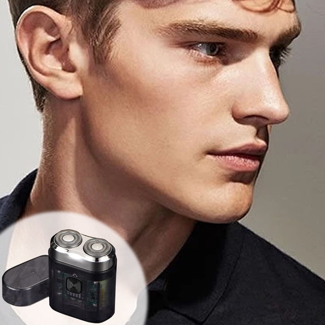 LOVEVER Portable Mini Electric Shaver for Men with Transparent Design Dual Rotary Floating Head LCD Display USB Rechargeable Waterproof Travel Razor 4 Colors Available - Single Unit