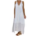 thumbnail image 2 of Fankiway Robe Longue Maxi pour Femmes Grande Taille à Col en V Sans Manches de Plage Ample en Dentelle Patchwork Robe Maxi Robes d'Été de Plage pour Femmes Grande Taille Robes pour Femmes, 2 of 5