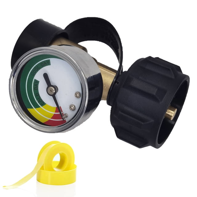 Amdohai QCC Propane Tanks Adapter with Gauge Universal Propane Gases Pressure Meter Level Indicator for RV Camper/BBQ Gases Grills/Cylinder