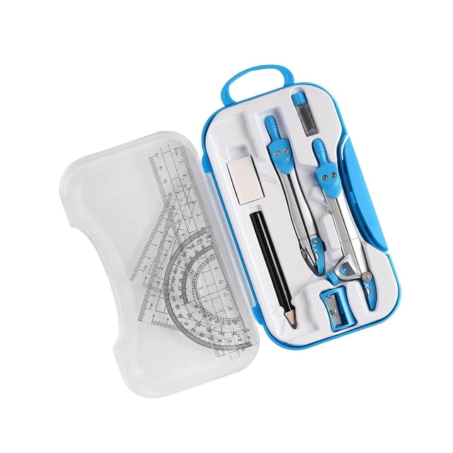Trousse de Mathématiques Géométrie Ensemble Boussole Rapporteur Triangle Règle École Trousse de Géométrie Étudiant Salle de Classe Géométrie Étudiant Enseignants de Mathématiques Bleu