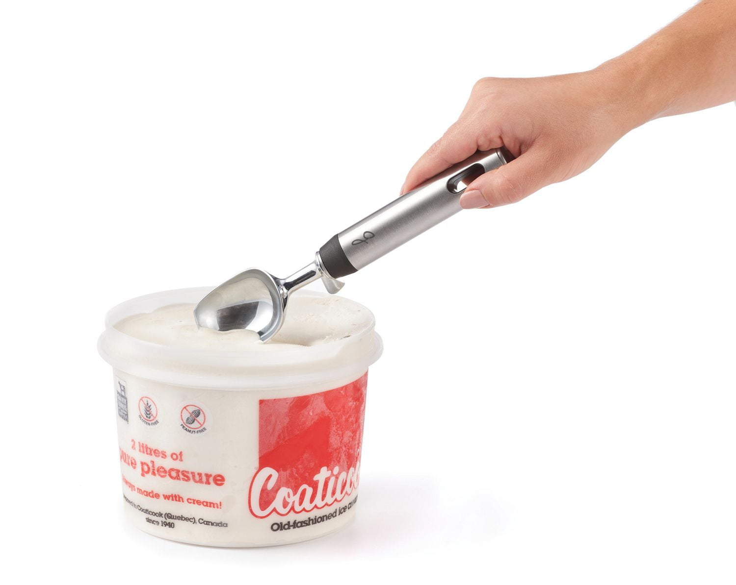 Starfrit Gourmet STEEL Ice Cream Scoop, Durable Stainless Steel Handle, Ergonomic Design, Integrated Rest to Prevent Mess, Dishwasher Safe, Perfect for Hard Frozen Treats