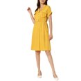 thumbnail image 2 of INSPIRE CHIC Robe-Chemise pour Femme de Travail à Revers Cranté Col en V Taille Élastique avec Poches m Jaune, 2 of 5