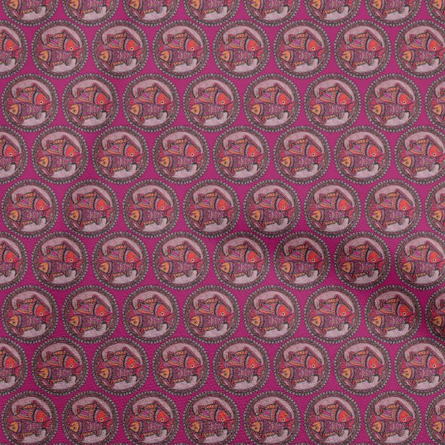 oneOone Rayon Magenta Fabric Kalamkari Craft Projects Decor Fabric Printed By The Yard 56 Inch Wide