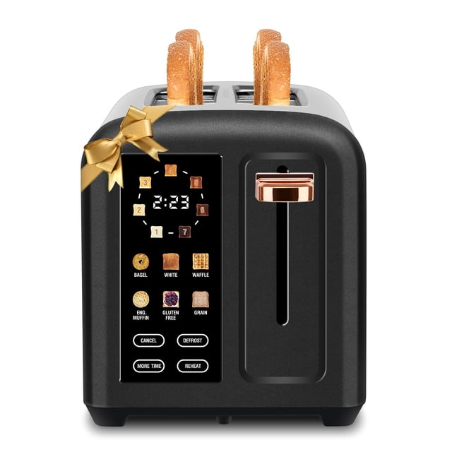 SEEDEEM Toaster 2 Slice with Touch Screen, Faster Heating Speed, 7 Shade Setting, 6 Bread Type, 1.5”Wide Slots Toaster, Removable Crumb Tray, 1
