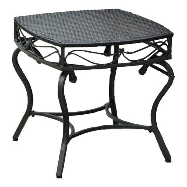 Pemberley Table d'Appoint de Patio Carré en Osier Antique Noir Résistant à l'Eau 22 Pouces Non Assemblé
