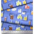 thumbnail image 3 of Soimoi Blue polyester Crepe Fabric Text & Soft Drinks Party Printed Fabric 1 Yard 42 Inch Wide, 3 of 5