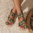 thumbnail image 1 of Styesk Womens Sandals Summer Plus-size Ethnic Style Flower Clip-toe Beach Flat Sandals, 1 of 8