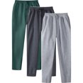 thumbnail image 1 of Pxkloy 3 Pack Sweatpants for Men Straight Leg Drawstring Elastic Waist Pants Open Bottom Solid Color Pants Workout Athletic Baggy Sweatpants Army Green,M, 1 of 7