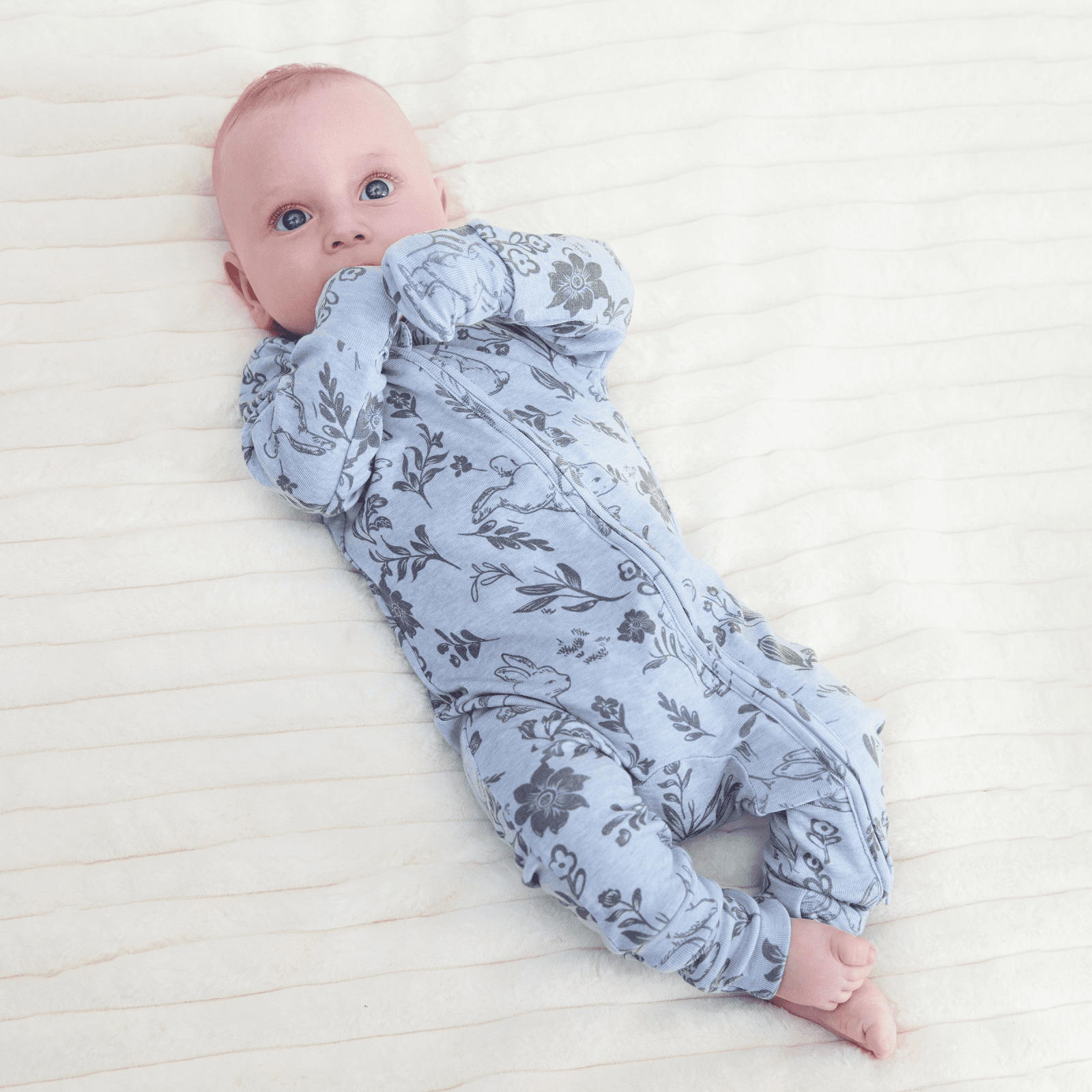 PatPat Baby Boy/Girl Plant Print Zip-up Snug-Fitting Wool Pajamas