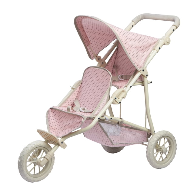 Teamson Kids Poussette pour Poupées Jumelles Jogging Rose/gris