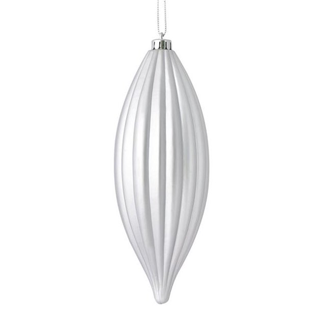 Vickerman M183207M 8 in. Silver Matte Line Finial Ornament 4 per Bag
