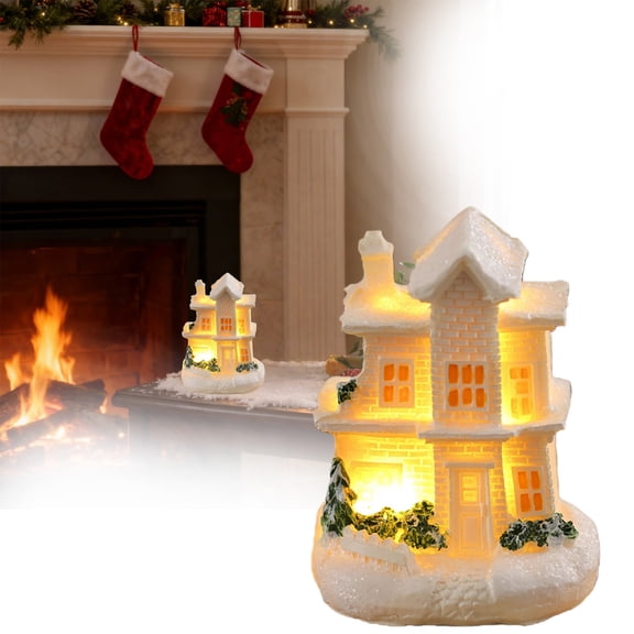 Figurine Miniature de Village de Noël en Résine, Décor Festif de Table pour les Fêtes, Maison, Manteau de Cheminée, Étagère
