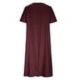 thumbnail image 5 of Yuyuzo Robes d'Été Grande Taille pour Femmes 2025 Couleur Unie Col Ras du Cou Poches Robe Manches Courtes Ample Midi T-Shirts Robe, 5 of 5