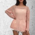 thumbnail image 3 of Chandails Décontractés pour Femmes Mode Chandail Décontracté pour Femmes à Manches Longues Col Rond Uni Chandail pour Dames Hauts Blouse Chandail Ample Hauts pour Femmes P-28 Rose-A S, 3 of 5