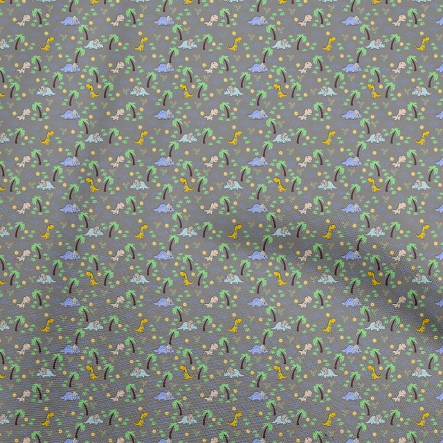 oneOone Tissu Popeline de Coton Gris Dinosaure Coloré Matériel de Robe Imprimé Tissu au Mètre 56 Pouces de Large