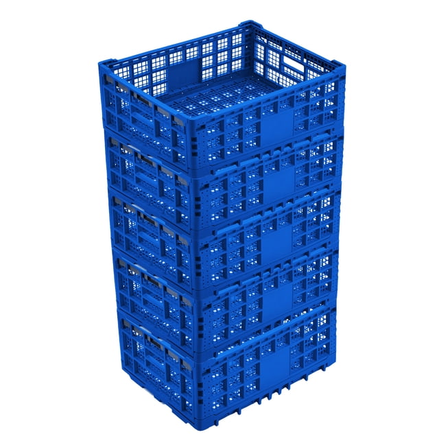 BeesClover Heavy Duty Storage Crate with Reinforced Walls, Foldable Plastic Storage Crate Stackable Design, Multi-Purpose Milk Crate for Garage, Kitchen, Office