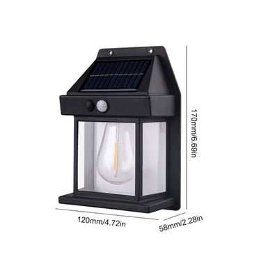Renjiang Solar Wall Lights Outdoor, Wireless Porch Lights Fixture, Solar Wall Lantern with 3 Modes & Motion Sensor, Waterproof Exterior Lighting with Clear Panel for Entryway Front Door